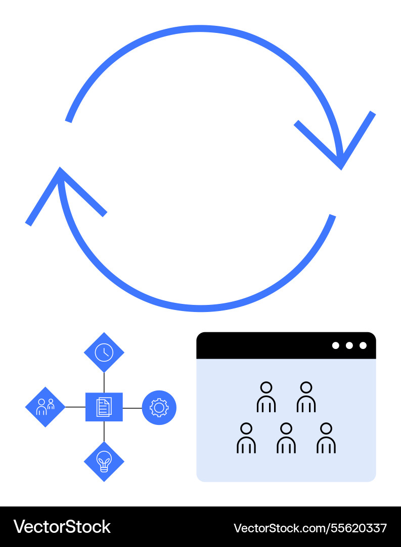 Workflow process with circular arrows team Workflow process with circular arrows team vector image