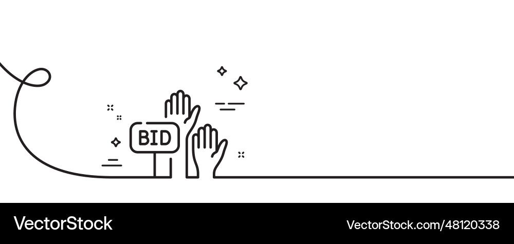 Bid offer line icon auction sign continuous Bid offer line icon auction sign continuous Vector Image
