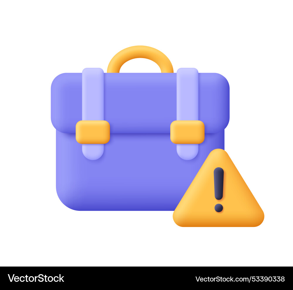 Briefcase with warning symbol triangle Briefcase with warning symbol triangle vector image