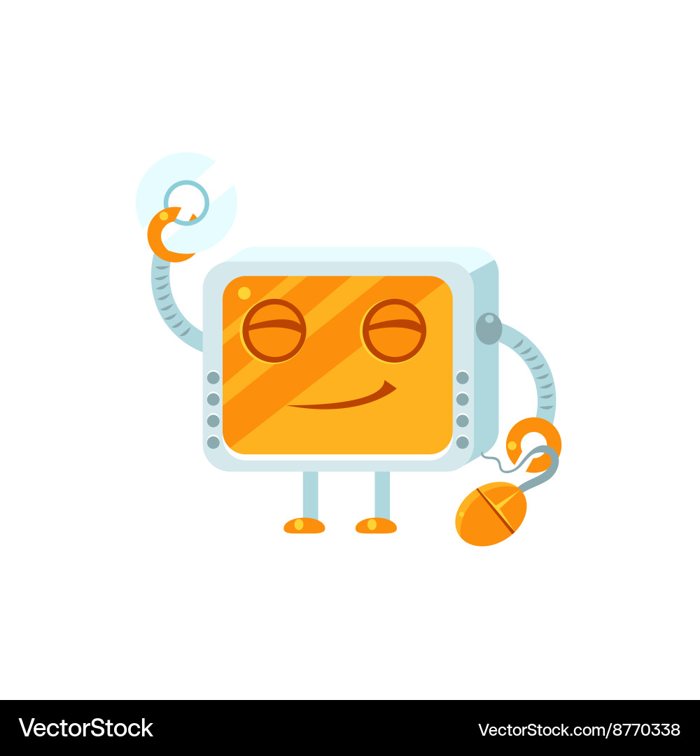 Content little robot character vector image