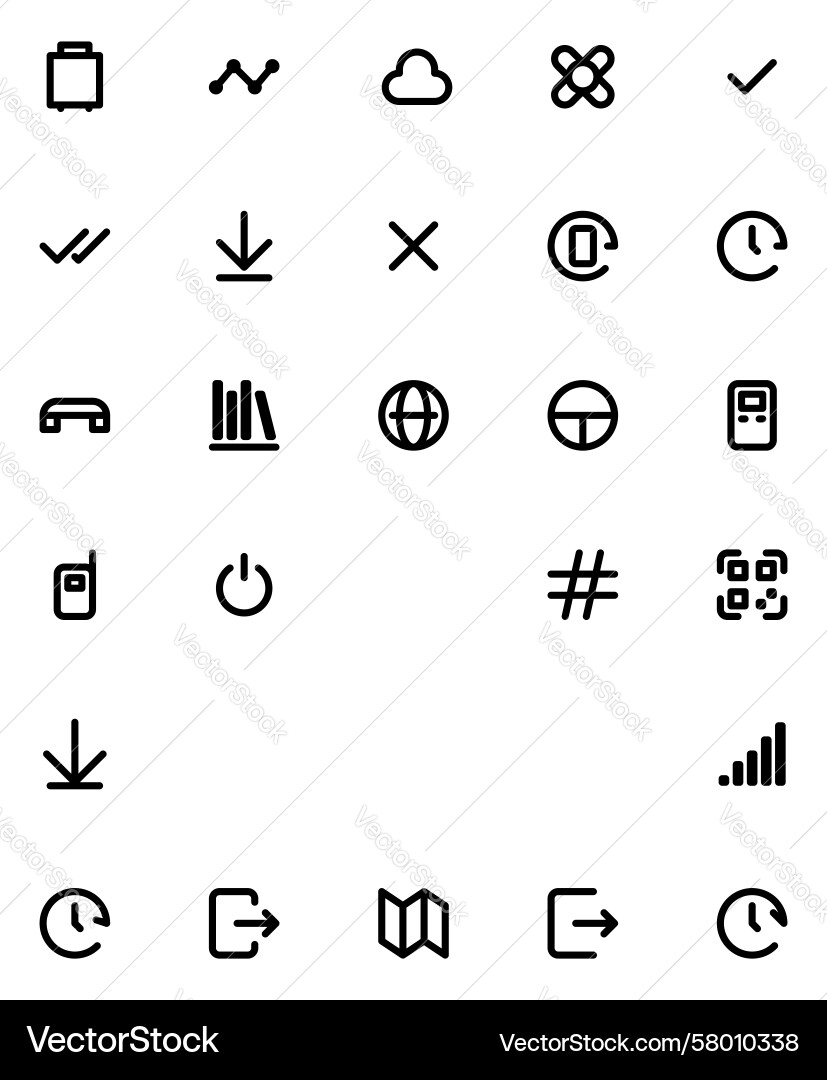 Expanded Line Random UI Icon Set Vector Image