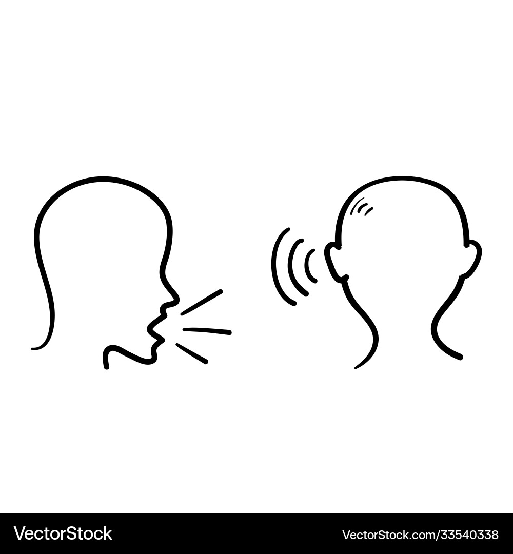 Hand drawn doodle people speak and listen icon vector image