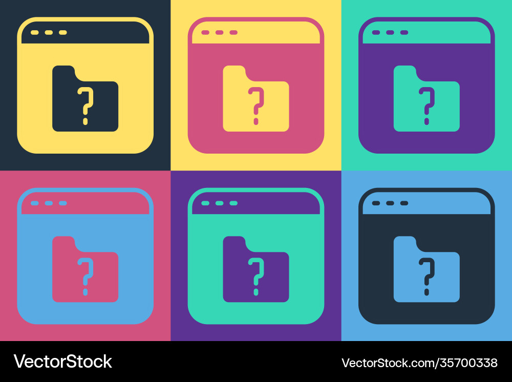 Pop art file missing icon isolated on color Pop art file missing icon isolated on color Vector Image