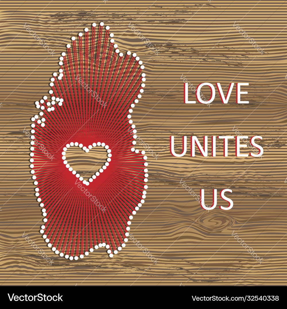 Qatar art map with heart string yarn Qatar art map with heart string yarn Vector Image