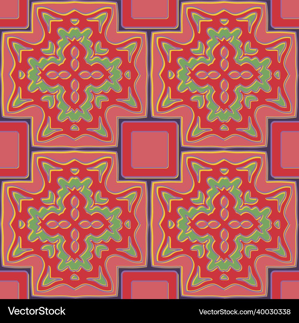 Seamless pattern of decorative tiles in retro Seamless pattern of decorative tiles in retro vector image