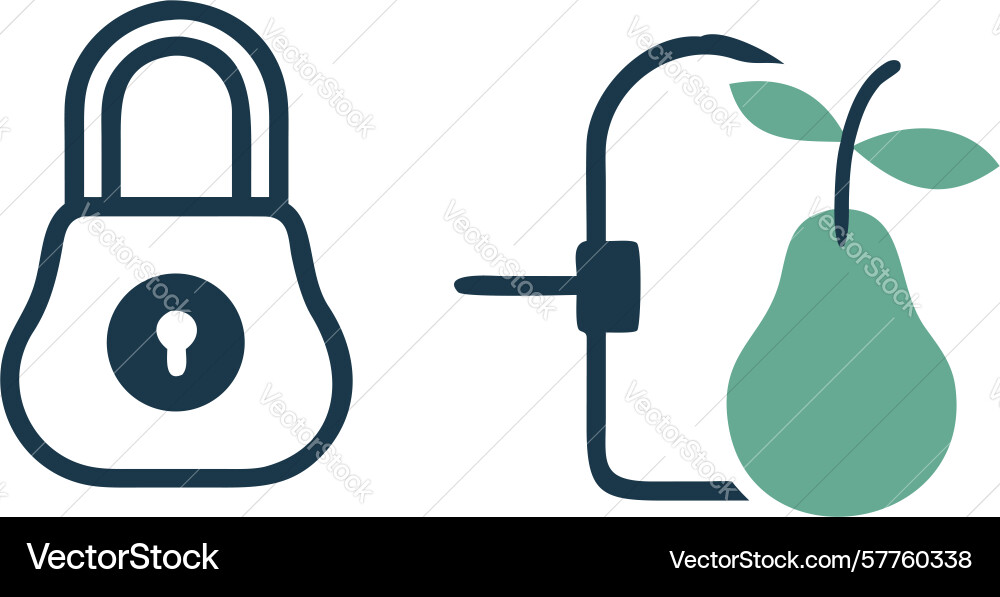 Secured pear icon design generative ai vector image