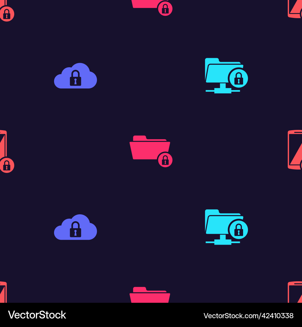 Set ftp folder and lock cloud computing Set ftp folder and lock cloud computing vector image