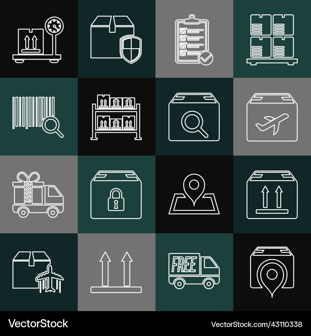 Set line location with cardboard box Set line location with cardboard box vector image