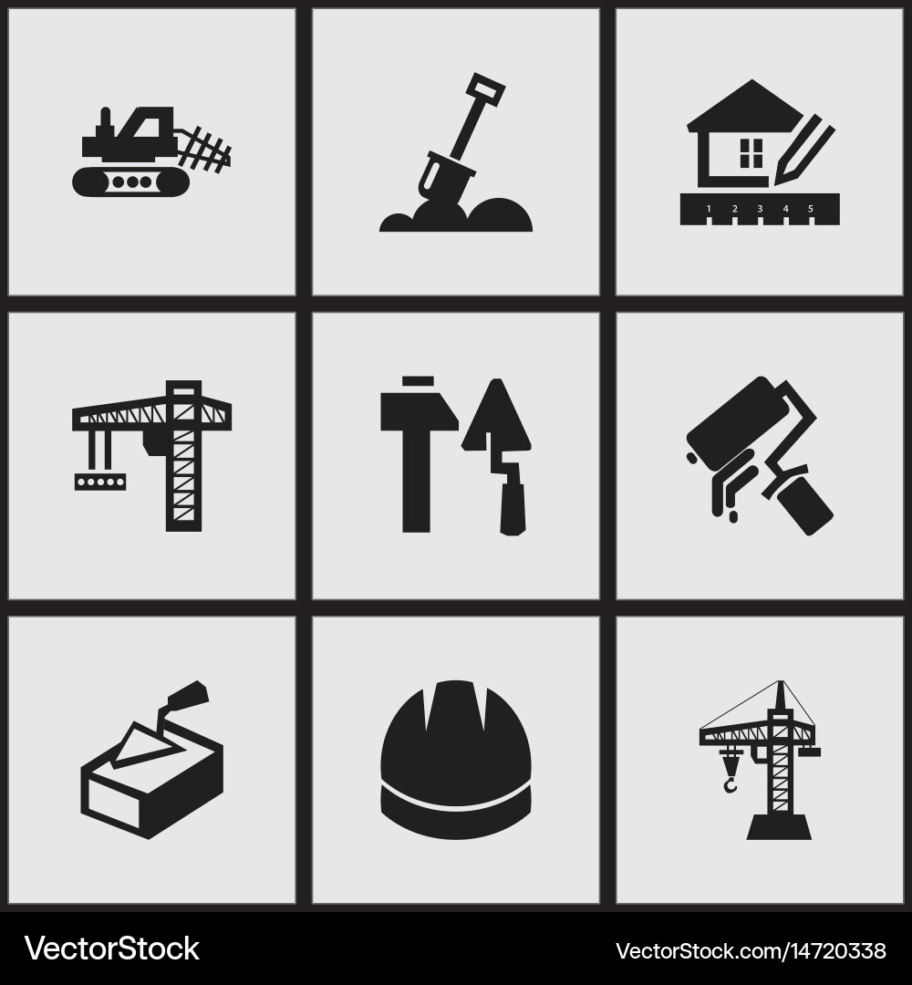 Set of 9 editable building icons includes symbols Vector Image