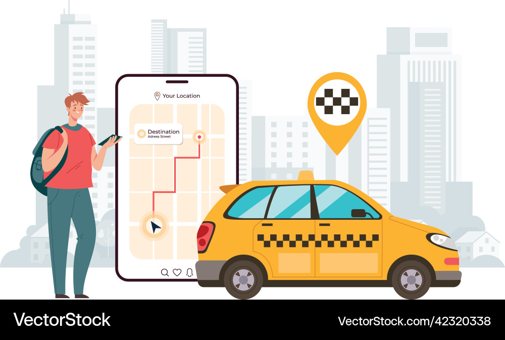 Taxi App Mobile Concept Vector Image