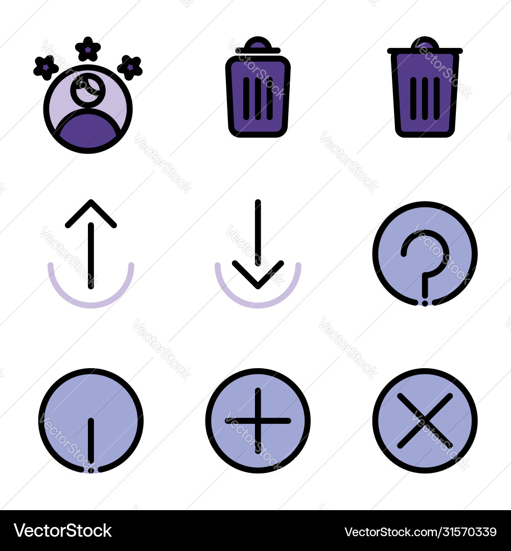 Basic user interface icon set outline include vector image