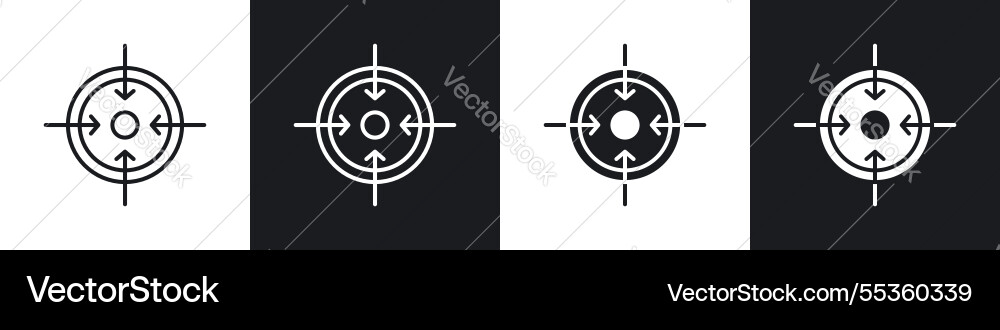 Bullseye pointer icons collection in black Vector Image