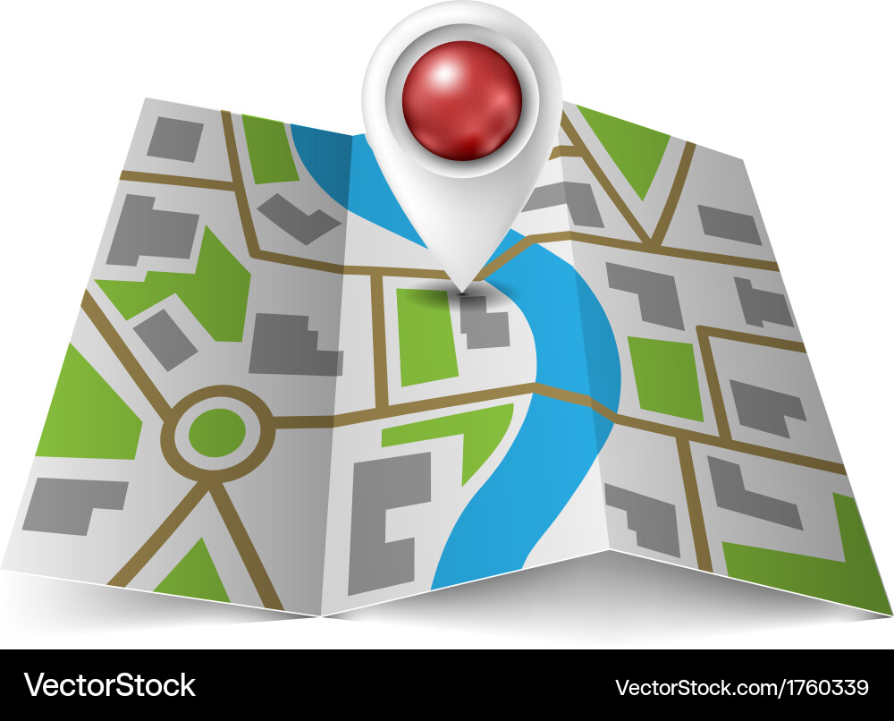 City map with red pointer vector image