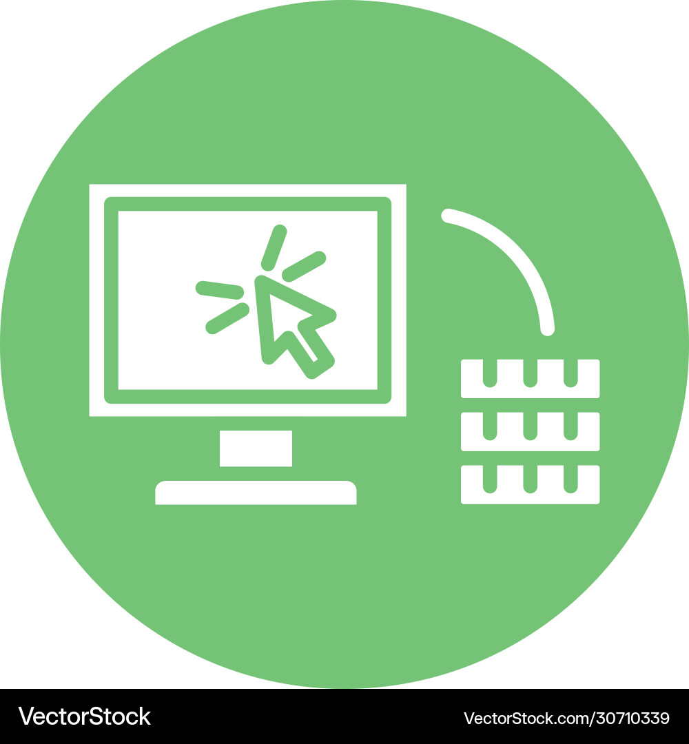 Computer desktop with coin and arrow block style vector image