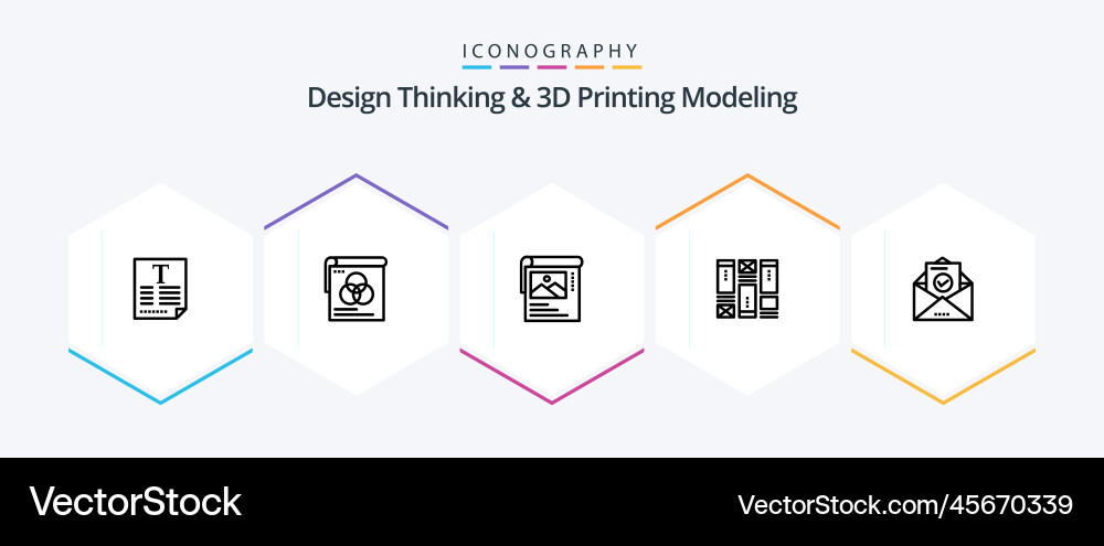 Design thinking and d printing modeling 25 line vector image