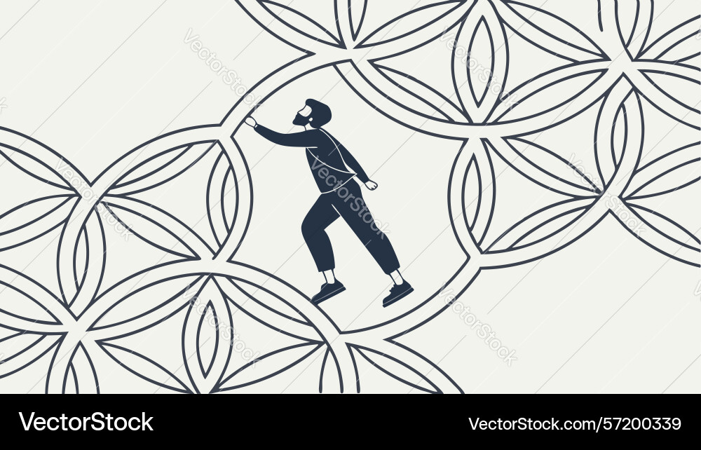 Dynamic runner on geometric pattern design vector image