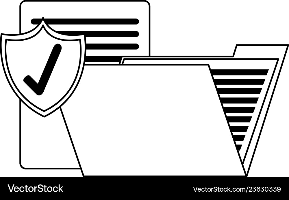 Folder with documents protected in black and white Folder with documents protected in black and white vector image