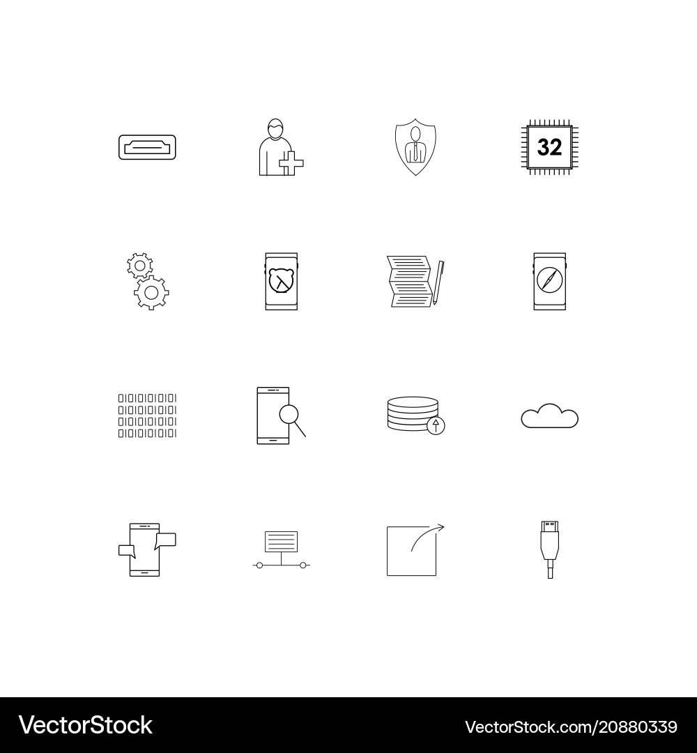 Internet technologies linear thin icons set vector image