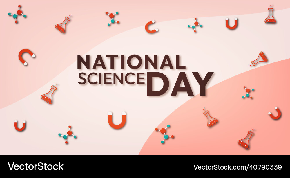National science day background with chemistry obj Vector Image