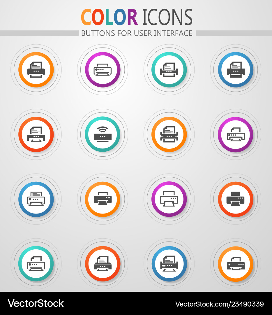 Print icons set Print icons set Vector Image
