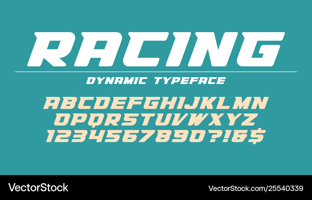 Racing Alphabet Font - Dynamic Typeface vector image