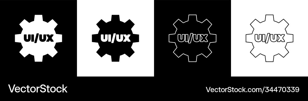 Set ui or ux design icon isolated on black Vector Image