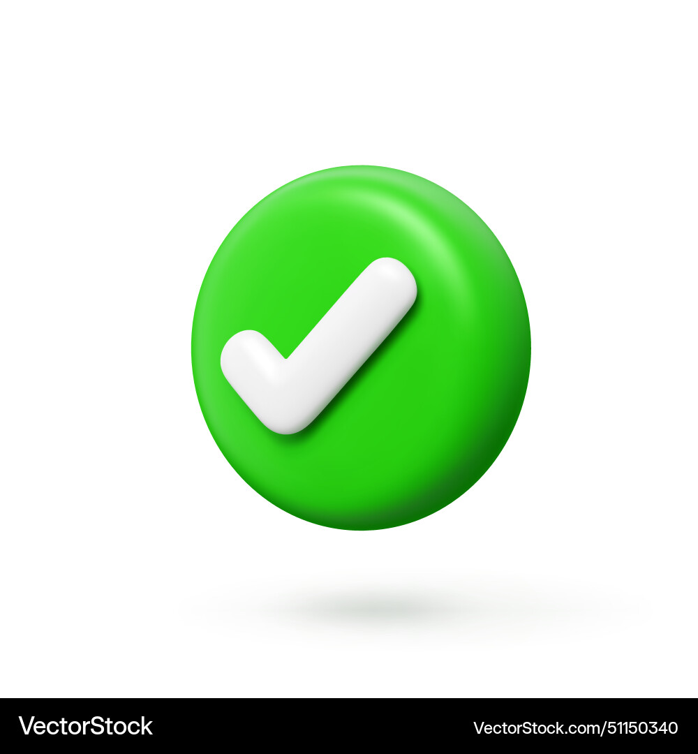 3d check icon checklist tick done mark 3d check icon checklist tick done mark vector image