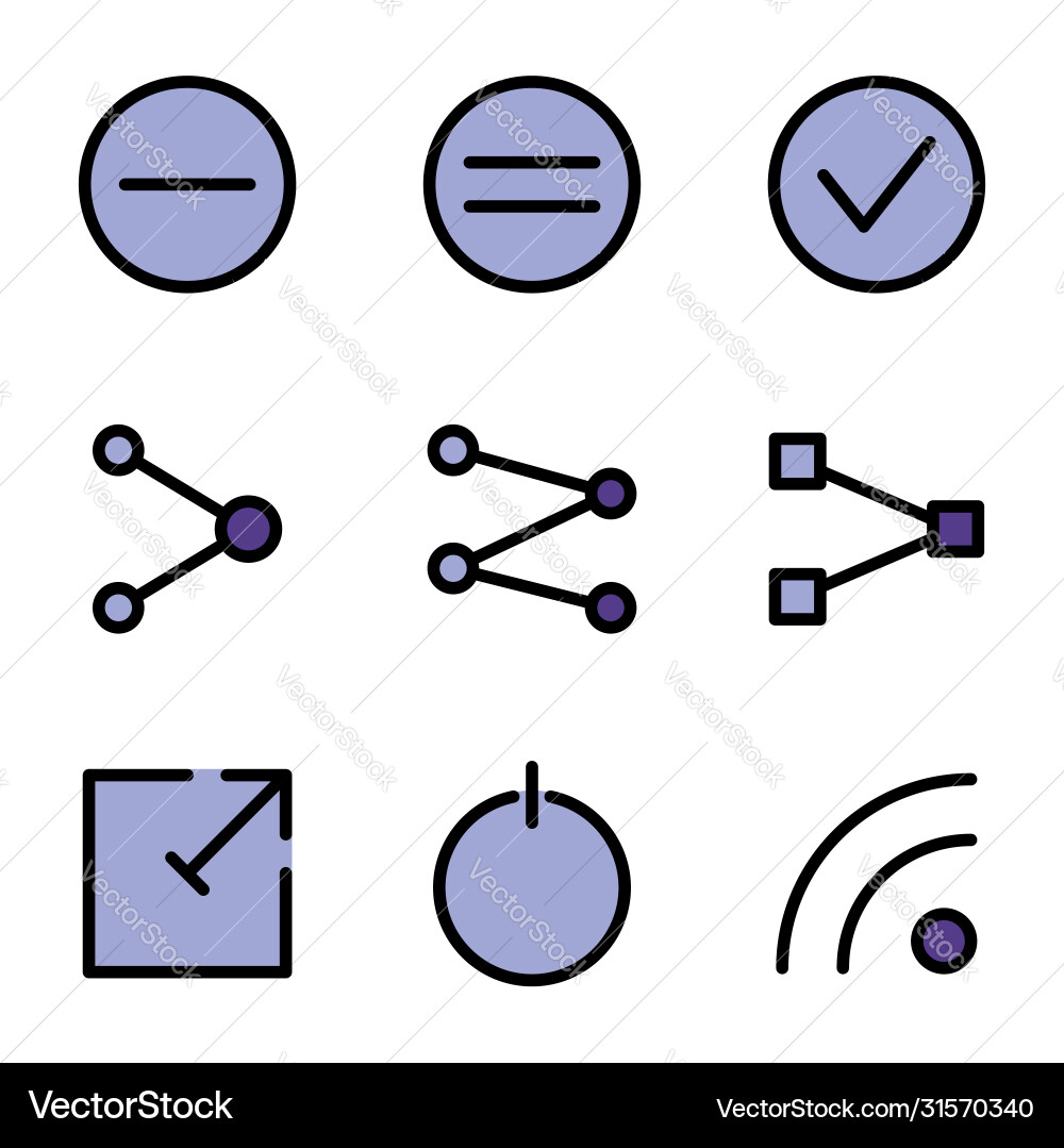 Basic user interface icon set outline include vector image