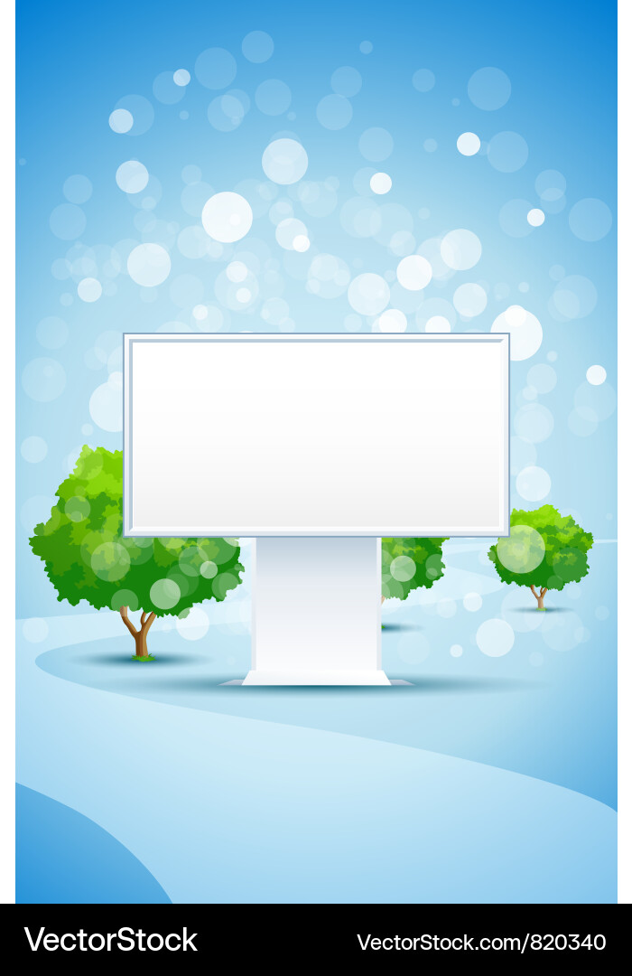 Blue background with empty billboard trees and roa Vector Image