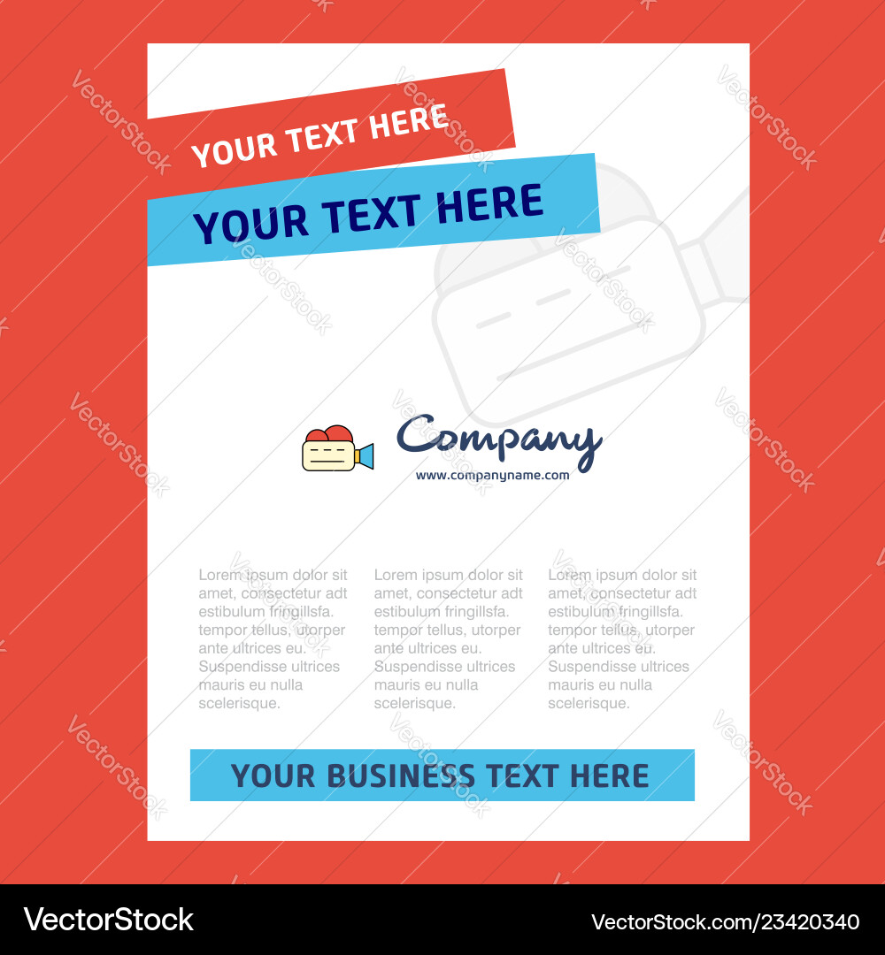 Camcoder title page design for company profile Vector Image