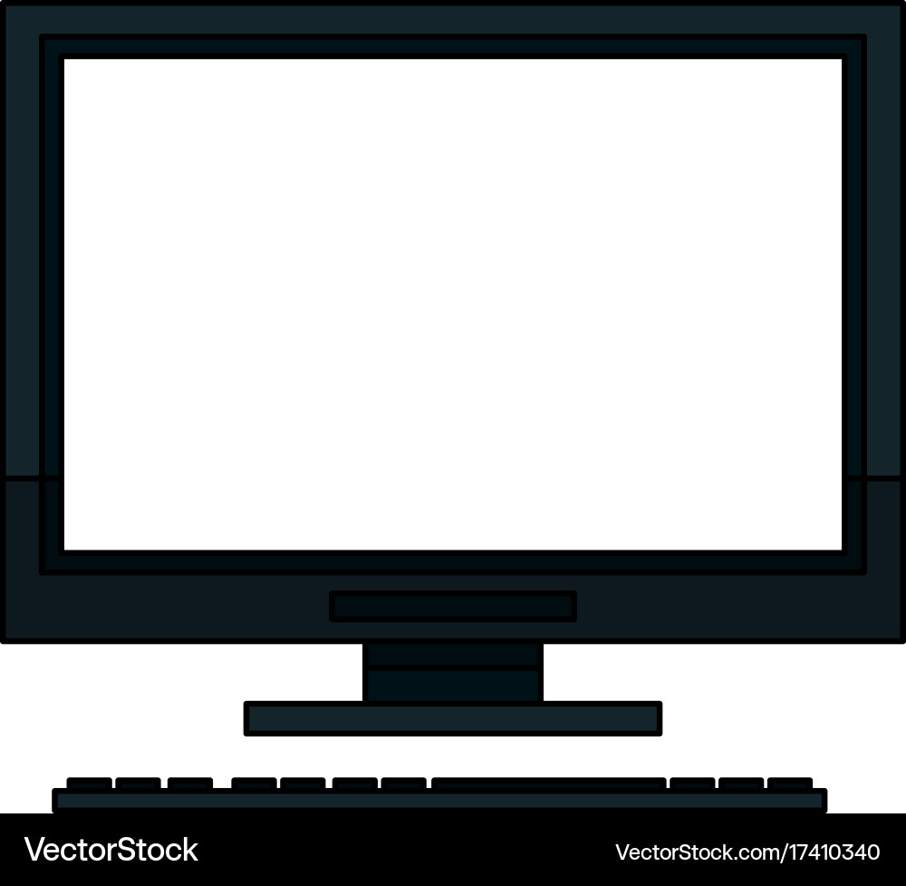 Computer monitor and keyboard icon image vector image