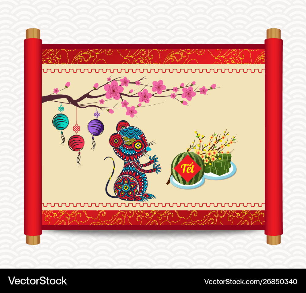Cooked square glutinous rice cake and blossom Cooked square glutinous rice cake and blossom vector image