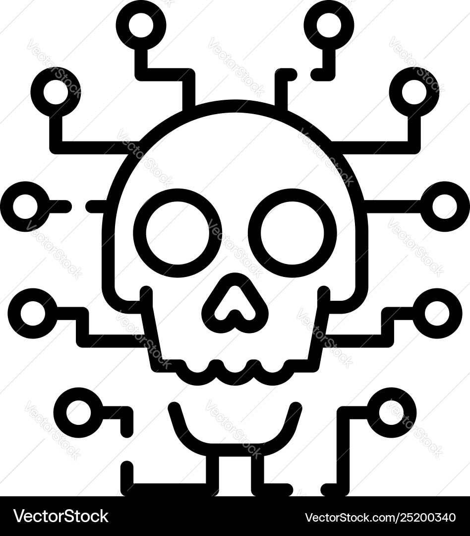 Cyber hacker attack icon outline style vector image
