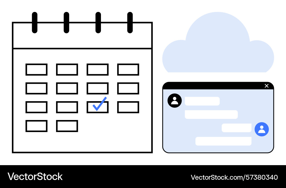 Digital calendar with cloud integration and chat Digital calendar with cloud integration and chat vector image