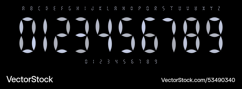 Digital geometric font clean segmented design Digital geometric font clean segmented design vector image