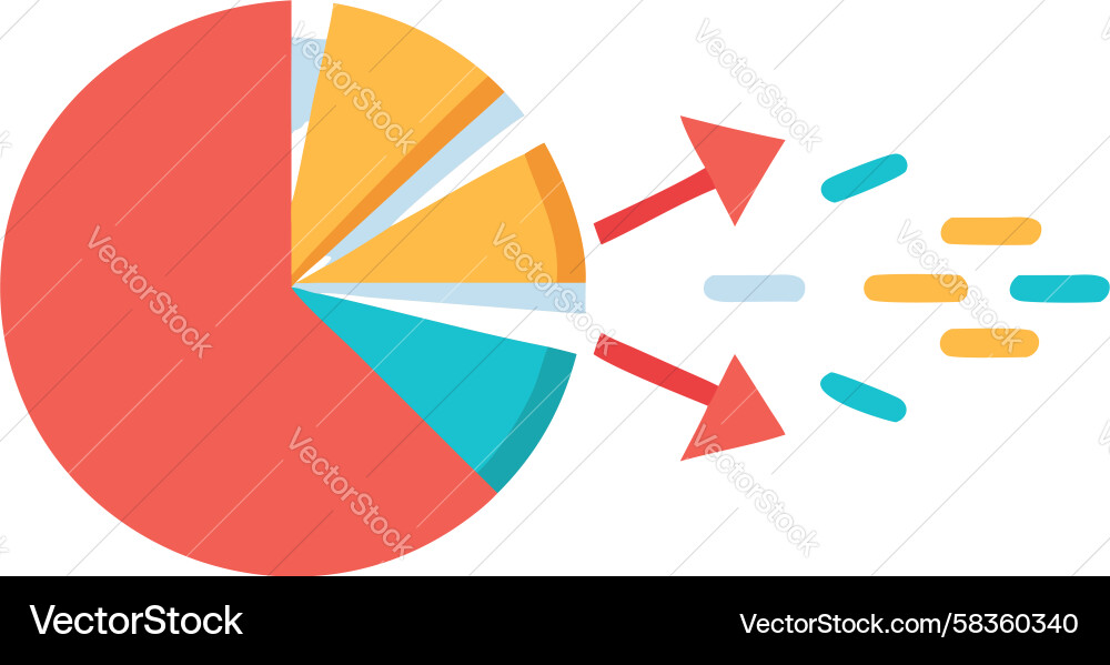 Dynamic Pie Chart with Arrows Vector Image