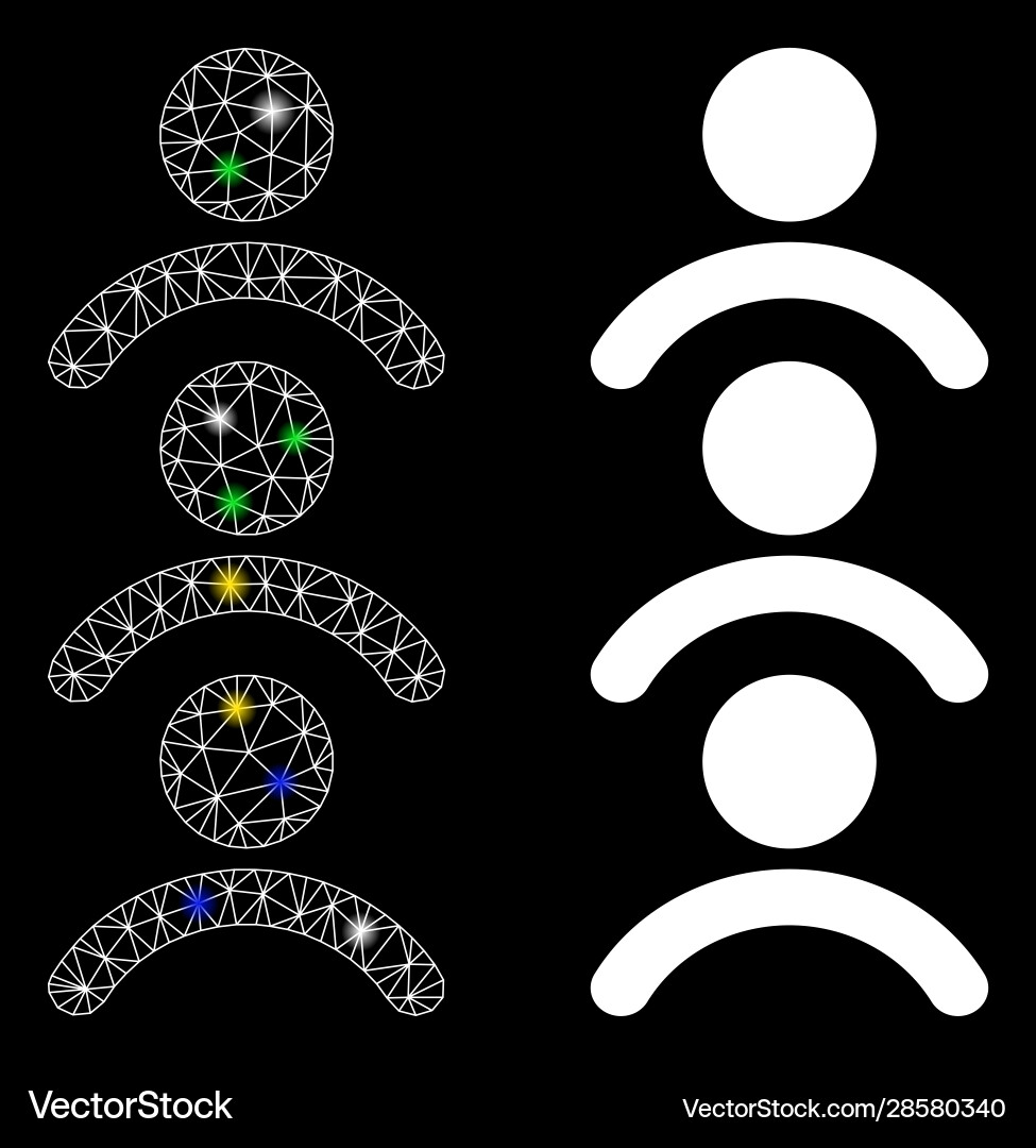 Flare mesh 2d man queue icon with light spots Flare mesh 2d man queue icon with light spots vector image