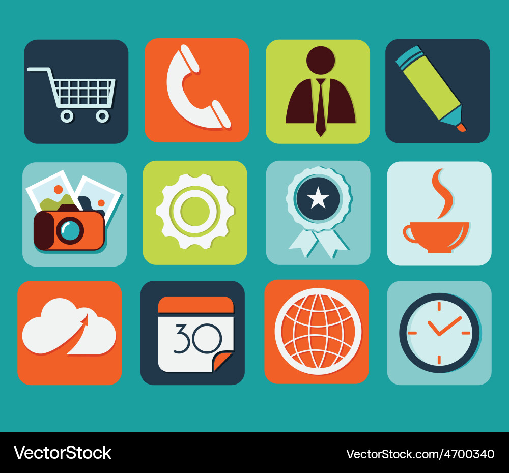 Flat icons for web and mobile applications Vector Image