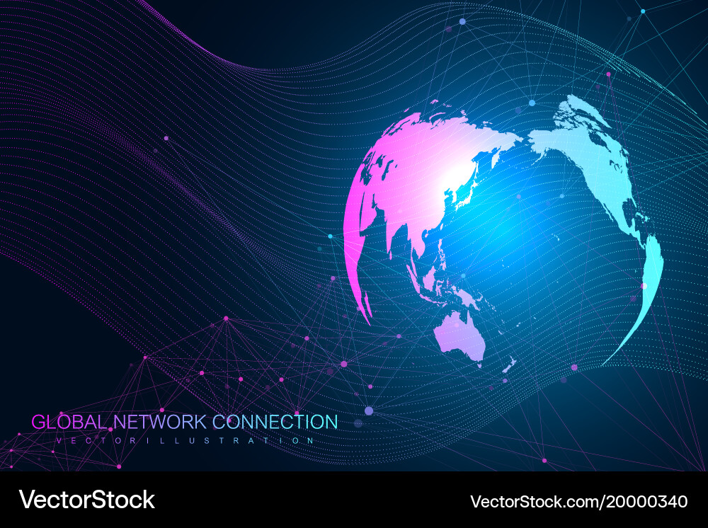 Global Networking Technology Map vector image