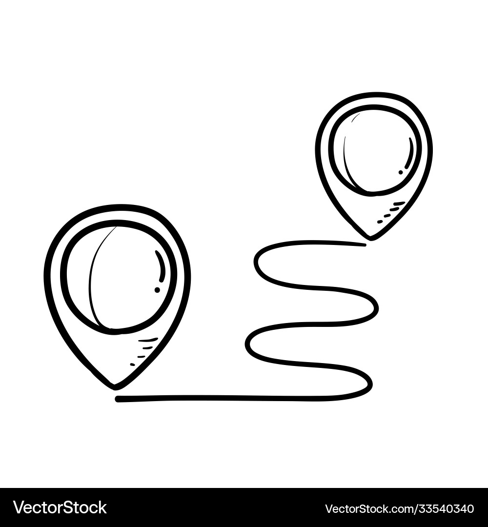 Hand drawn map distance measuring icon doodle Vector Image