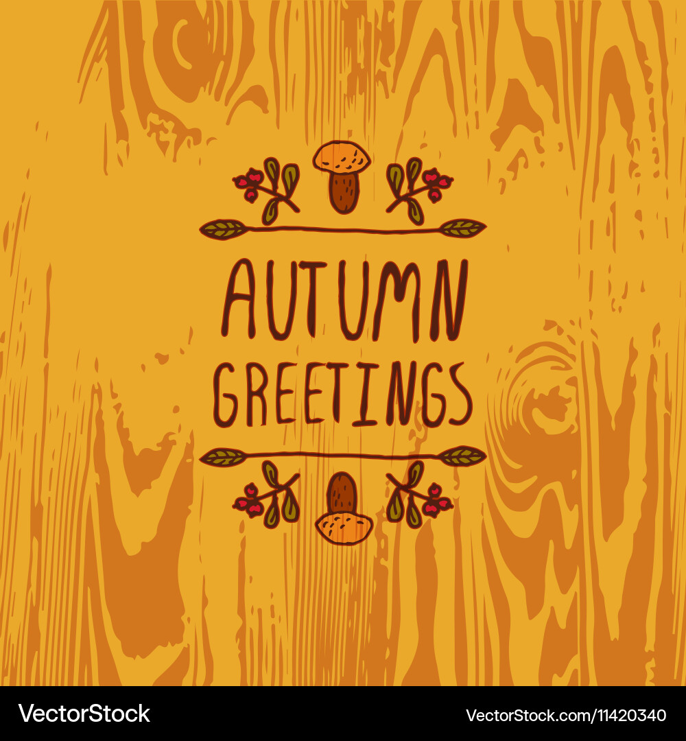 Handdrawn autumn element with text vector image