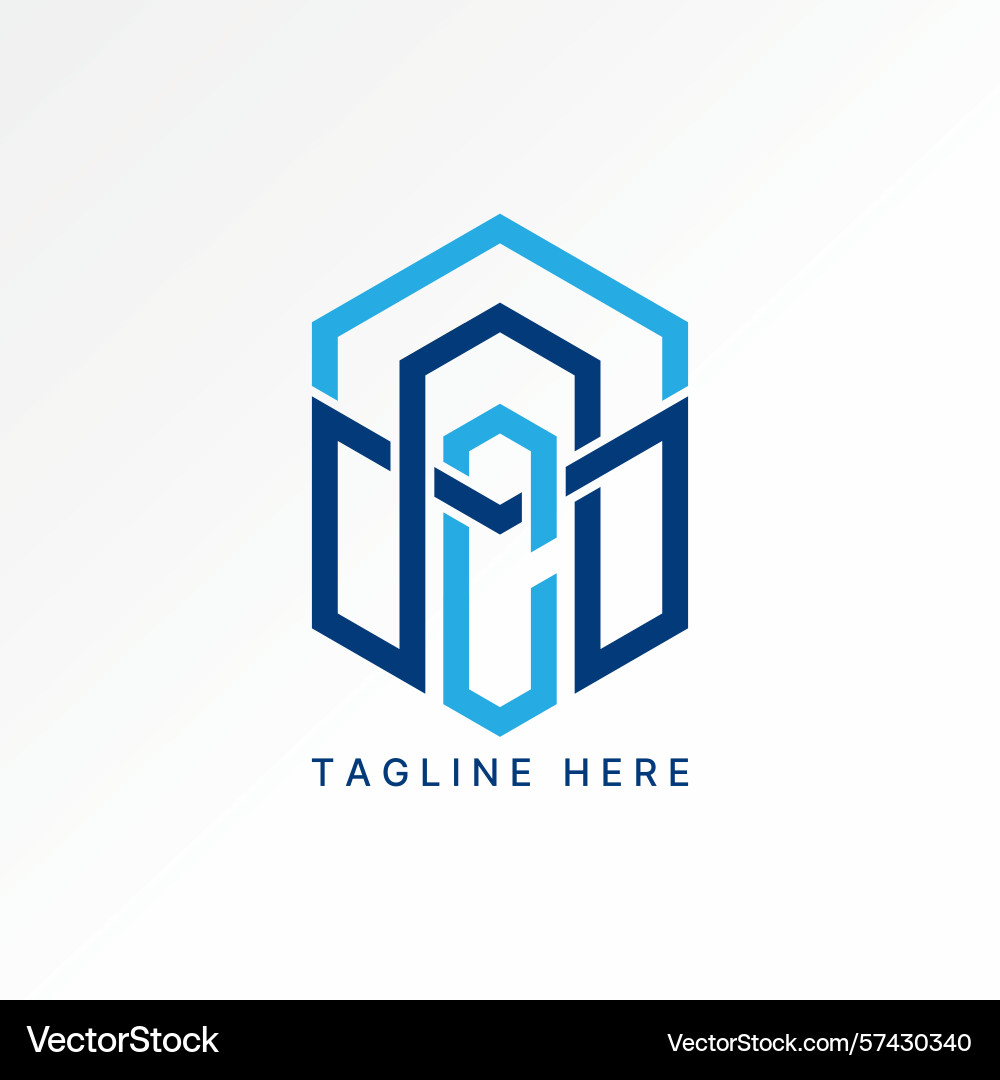 Initial nmc font line hexagon monogram pattern Initial nmc font line hexagon monogram pattern vector image