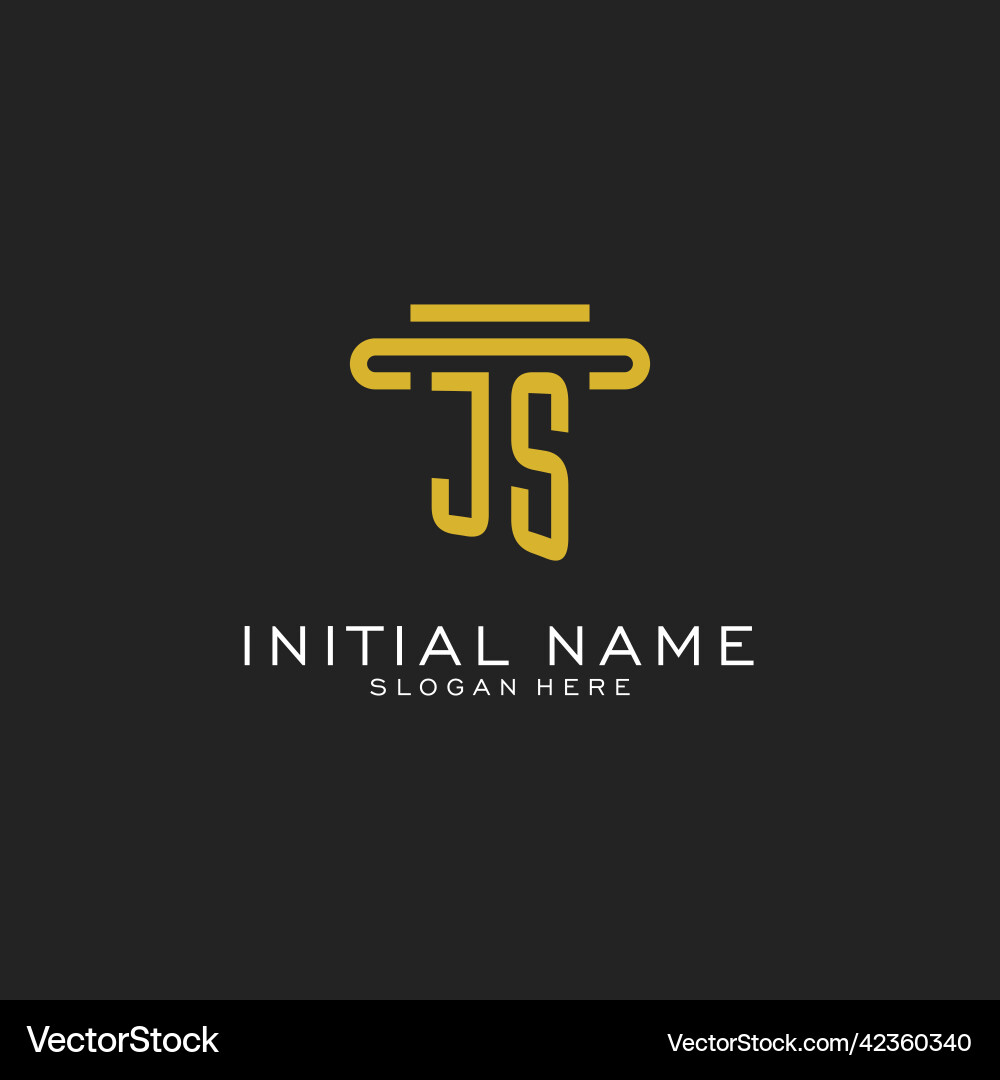 Js initial logo with simple pillar style design Js initial logo with simple pillar style design Vector Image