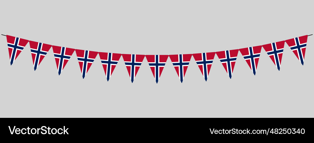 Norway bunting garland string of triangular flags Norway bunting garland string of triangular flags Vector Image