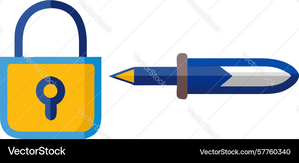 Padlock with pen icon design generative ai vector image