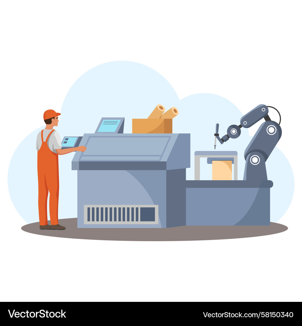 Robotic Machine Operator Control Panel Vector Image