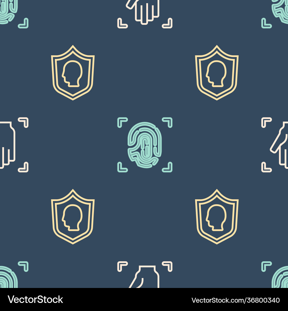 Set line palm print recognition user protection Set line palm print recognition user protection Vector Image