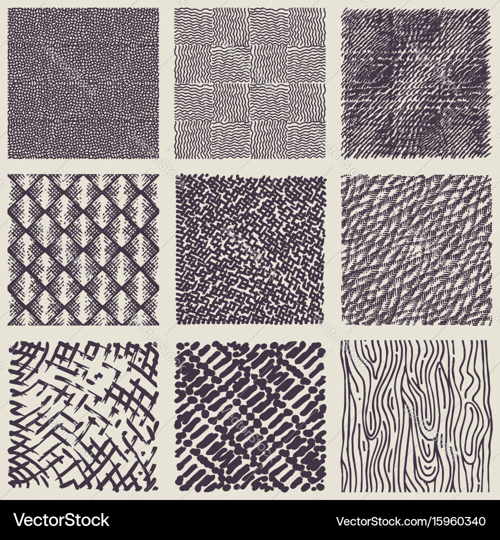 Set of hand drawn marker and ink patterns vector image