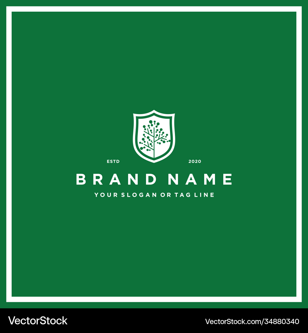 Tree tech shield logo design Tree tech shield logo design vector image