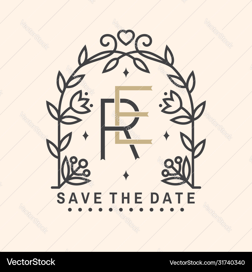 Wedding invitation card template thin line Wedding invitation card template thin line vector image